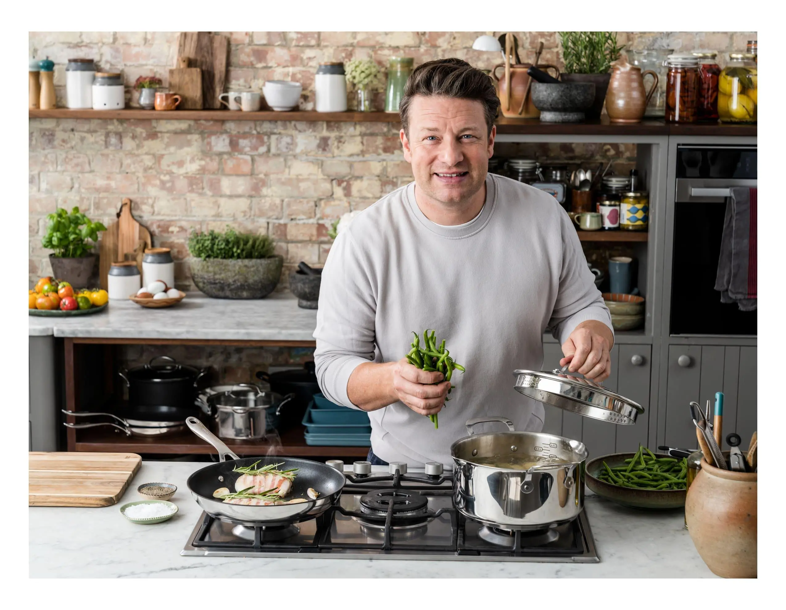 Zestaw garnków Tefal Jamie Oliver Cooks Direct E304SA55 Indukcja Stal nierdzewna 10 elementów