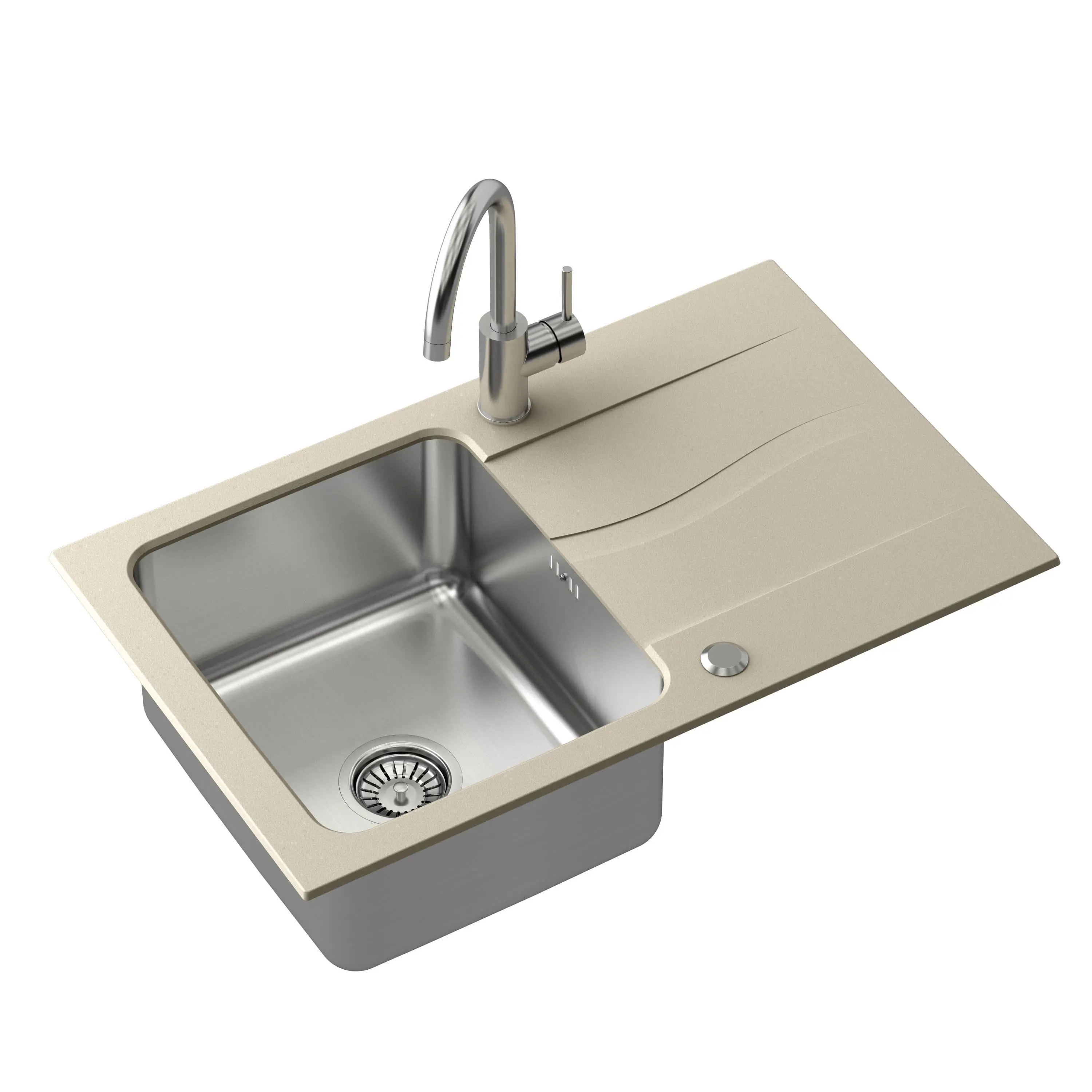 Zlewozmywak Quadron FUS_M7848BE_3623500BS Michael 111 Fusion Beżowy + bateria Kate Stalowy