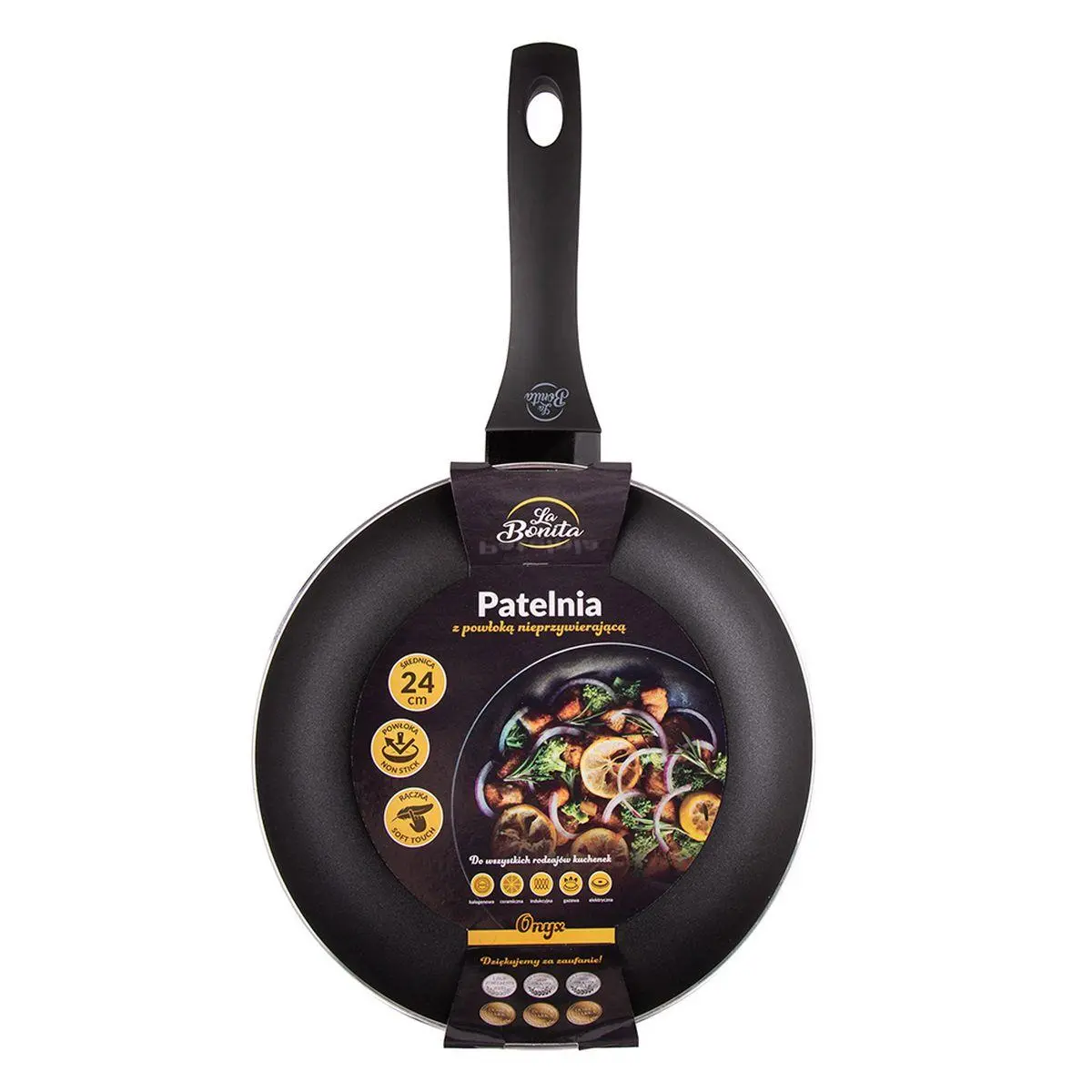 Patelnia La Bonita Onyx LB24P006 24cm Powłoka nieprzywierająca Aluminiowa