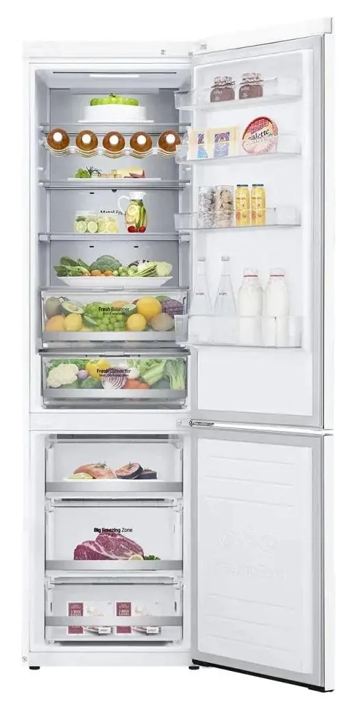Lodówka LG GBB72SWUGN Pełny No Frost 203cm Szuflada z kontrolą wilgotności Zdalne sterowanie Biały