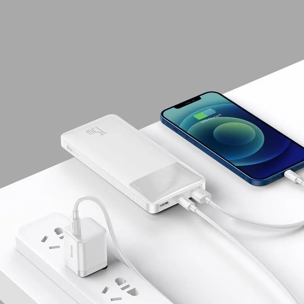 Powerbank Baseus PPDML-I02 Bipow 10000mAh 2xUSB USB-C 15W Biały