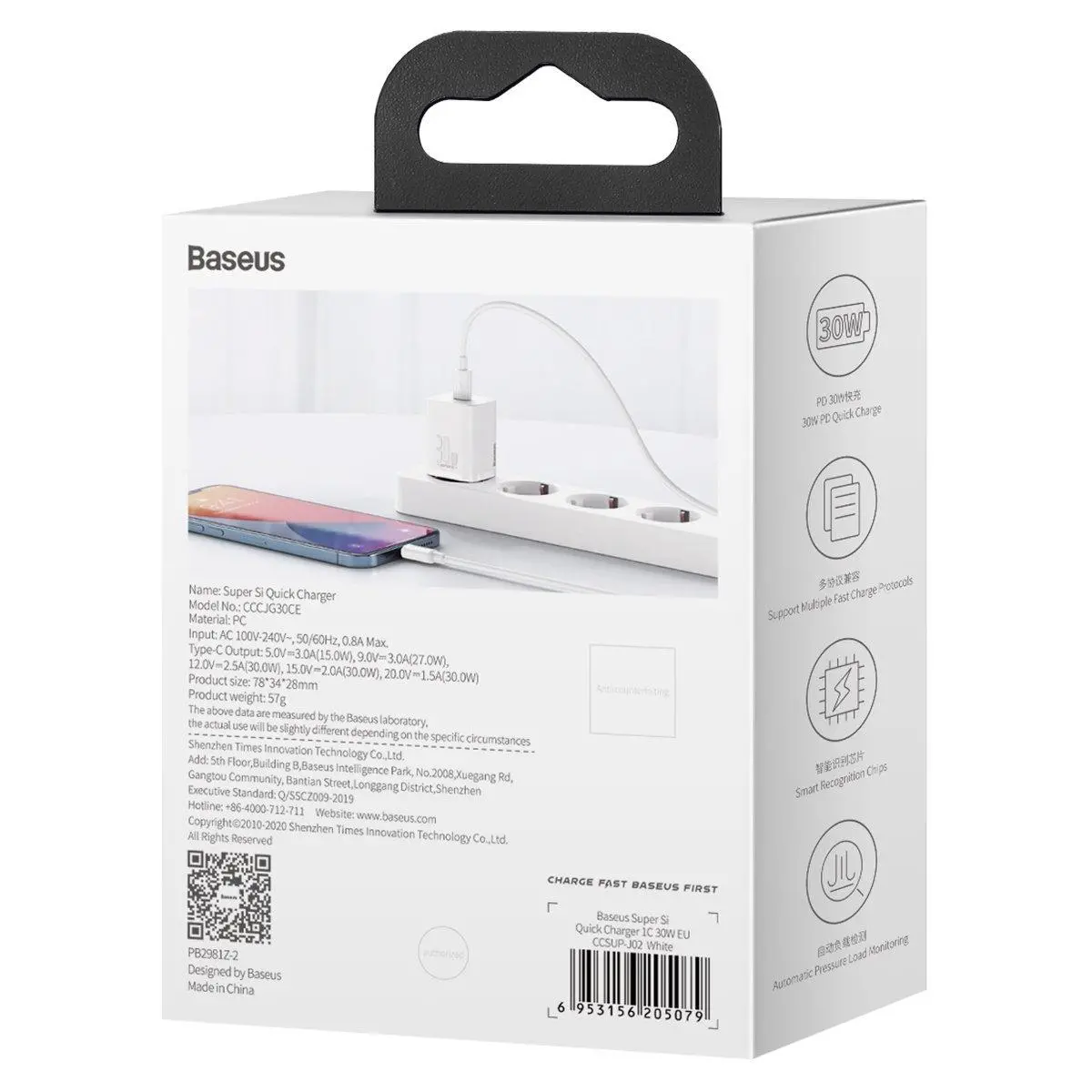 Ładowarka sieciowa Baseus CCSUP-J02 Super Si Quick Charger 1C 30W Biały