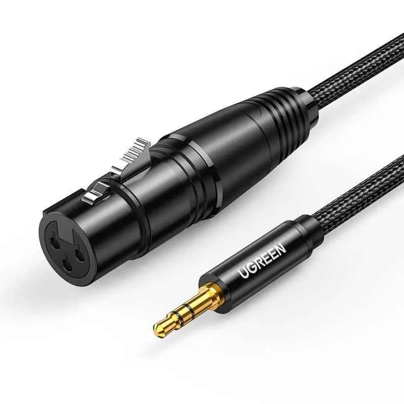 Kabel audio UGREEN AV130 Kabel XLR żeński do jack 3.5 męski - 2m Czarny