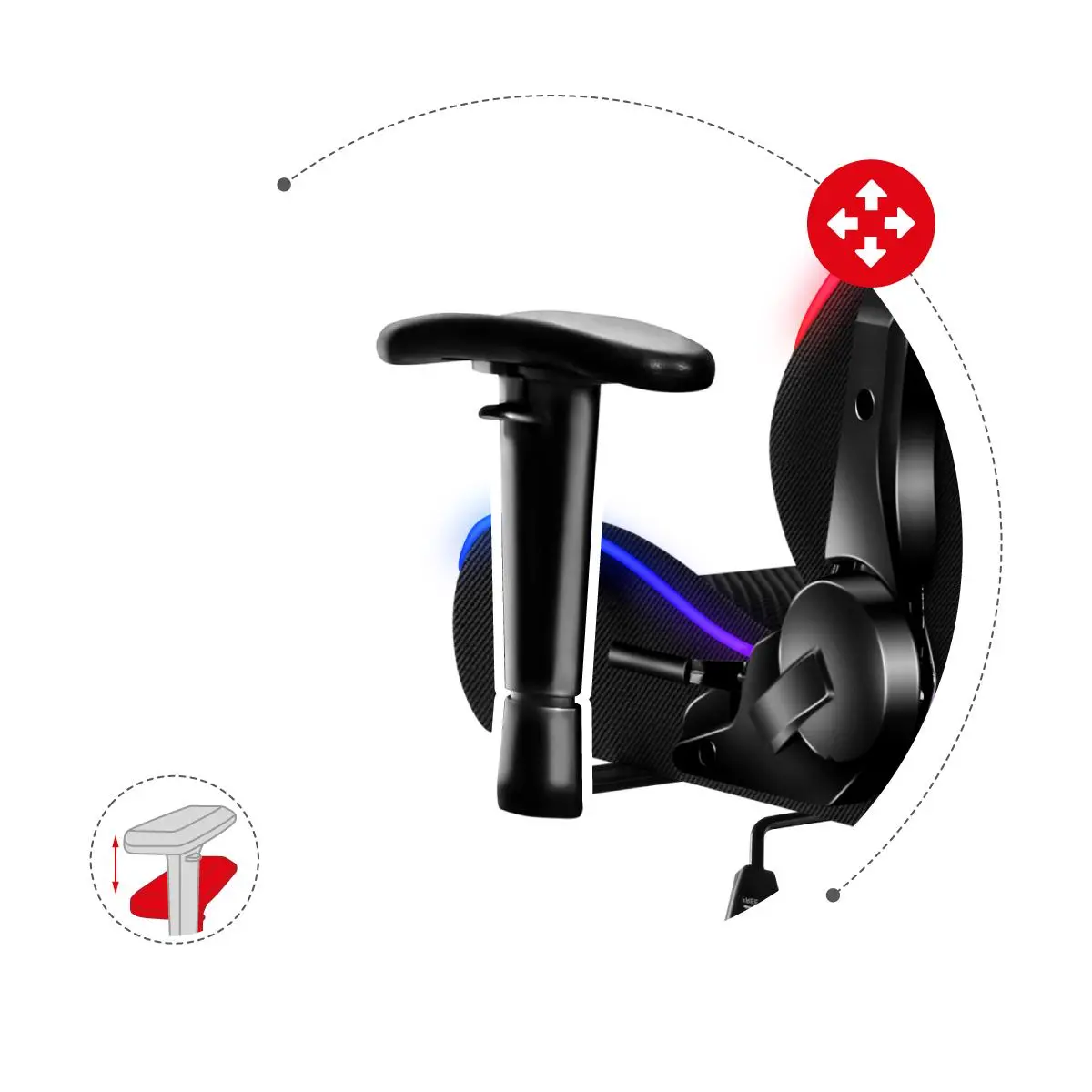 Fotel Huzaro Force 6.0 RGB Mesh Gamingowy do 130kg Tkanina Skóra ECO Czarno-szary