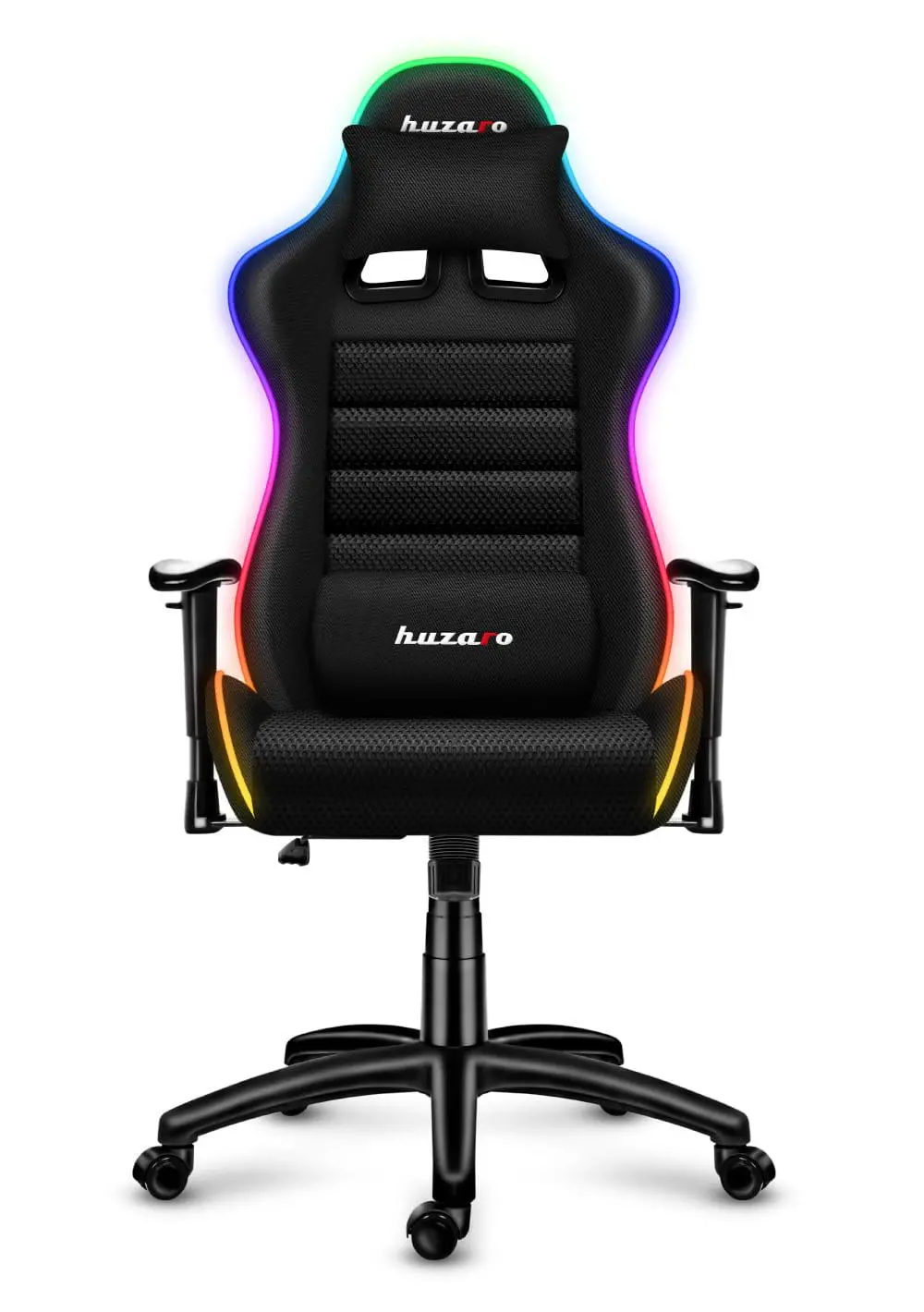 Fotel Huzaro Force 6.0 RGB Mesh Gamingowy do 130kg Tkanina Skóra ECO Czarno-szary