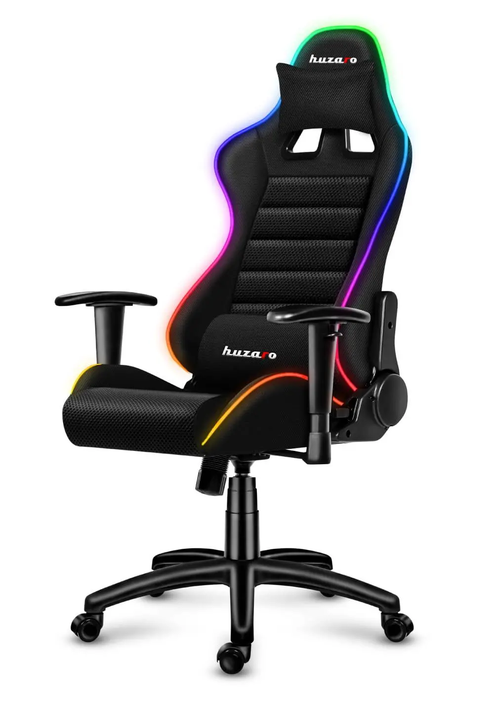 Fotel Huzaro Force 6.0 RGB Mesh Gamingowy do 130kg Tkanina Skóra ECO Czarno-szary