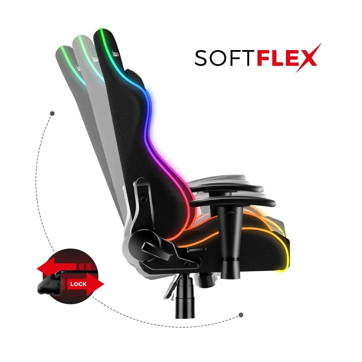 Fotel Huzaro Force 6.0 RGB Mesh Gamingowy do 130kg Tkanina Skóra ECO Czarno-szary