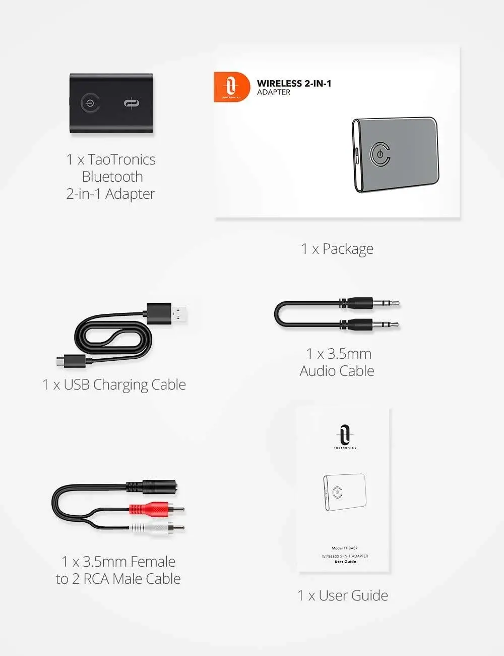 Adapter Bluetooth TaoTronics TT-BA07 RX/TX Nadajnik i odbiornik audio