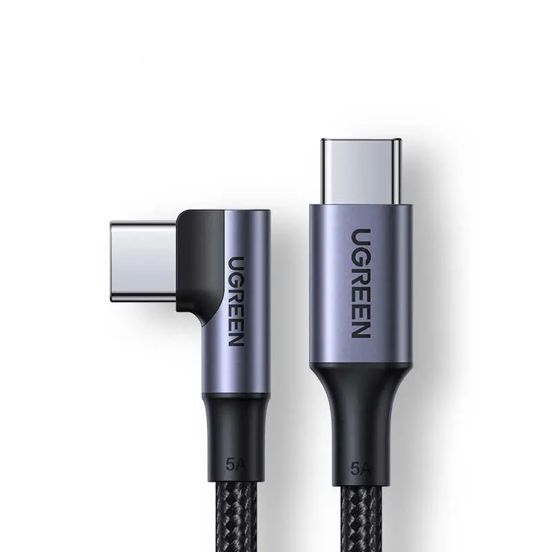 Kabel UGREEN kątowy USB-C do USB-C US334 PD 100W 1m Czarny