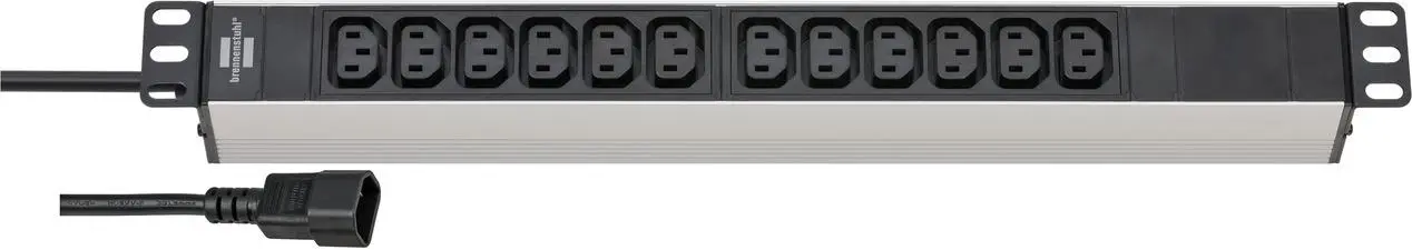 Listwa Brennenstuhl Alu-Line 19" 1390007112 do szaf sterowniczych 12-kierunkowa 12 gniazd 2m Czarno-srebrny