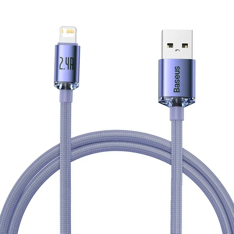 Kabel Baseus USB do Lightning Crystal 2,4A 1,2m Fioletowy