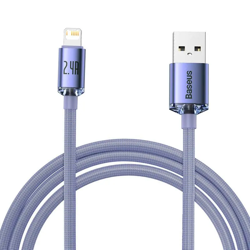 Kabel Baseus USB do Lightning Crystal 2,4A 2m Fioletowy