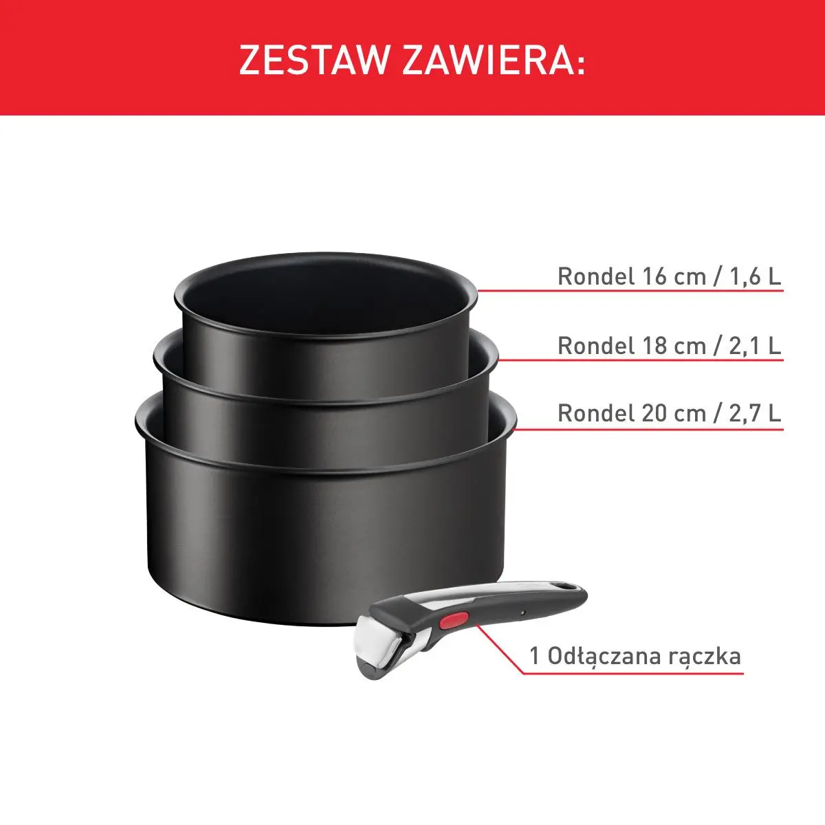 Zestaw garnków Tefal Ingenio Unlimited L7639102 Indukcja Aluminium 4 elementy