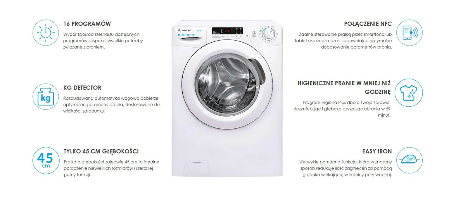 Pralka Candy Smart CS4 1062DE/1-S Slim 6kg 1000obr/min