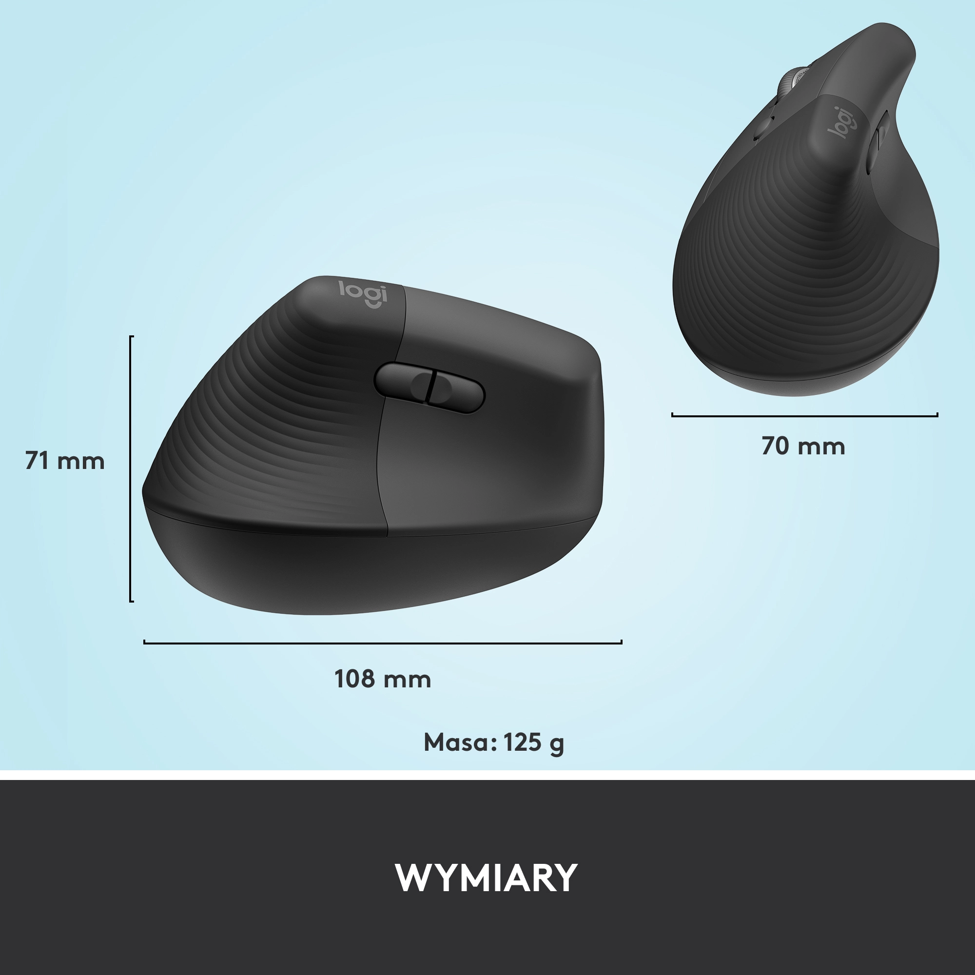 Myszka Logitech Lift Dla leworęcznych Grafitowy