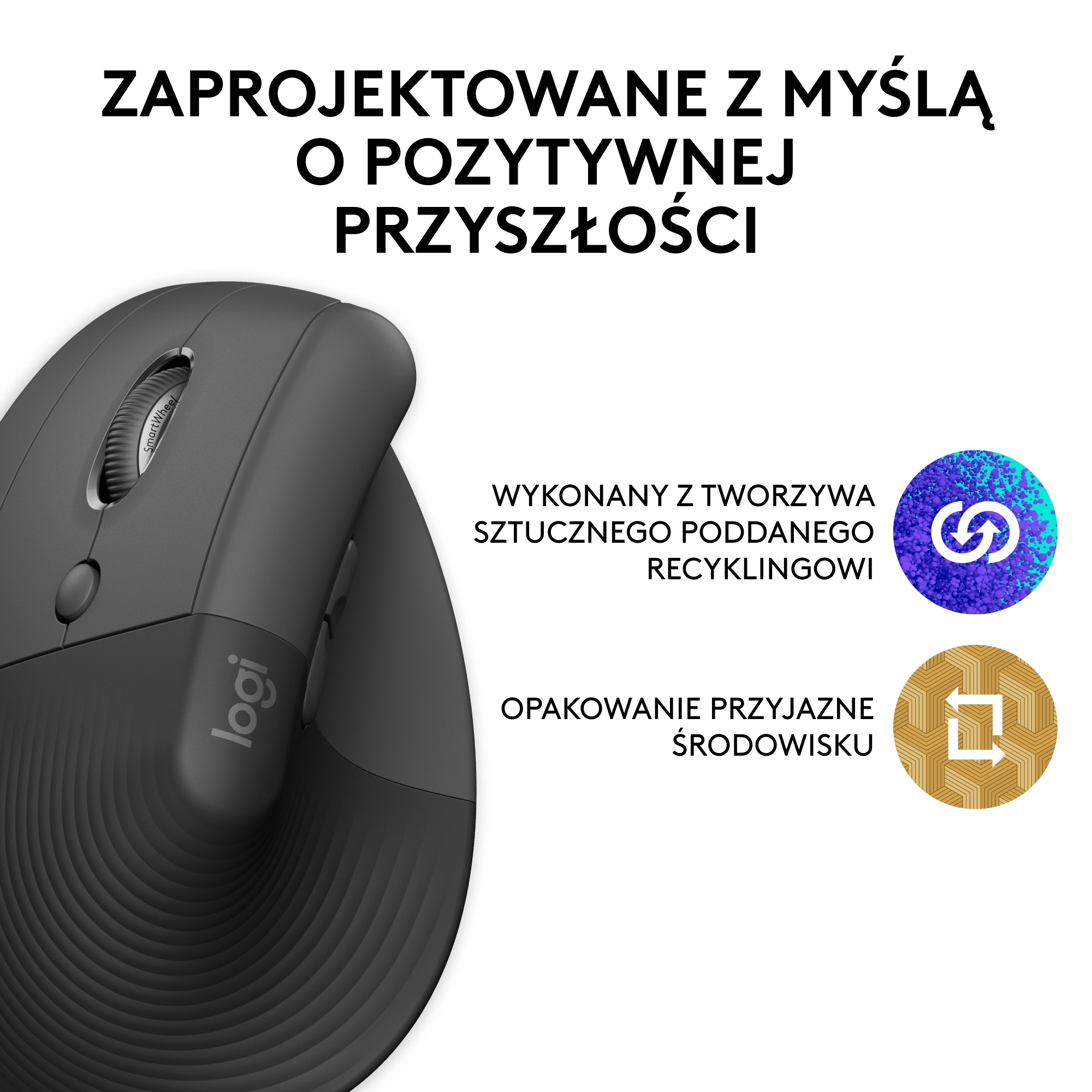 Myszka Logitech Lift Dla leworęcznych Grafitowy