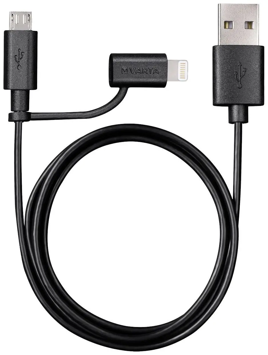 Kabel VARTA 2in1 microUSB do Lightning 1m Czarny