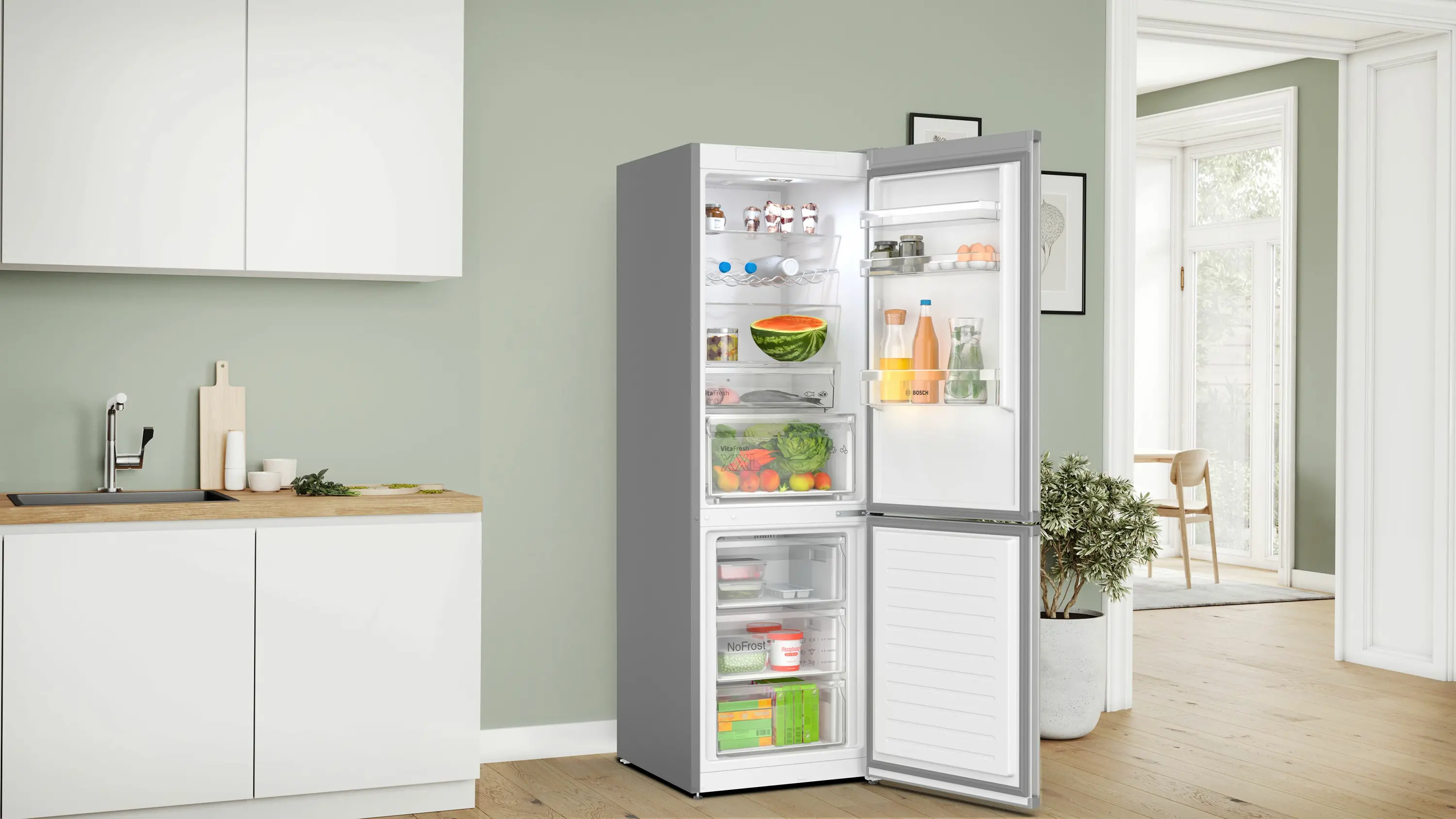 Lodówka Bosch Serie 4 KGN367LDF Pełny No Frost 186cm Szuflada z kontrolą wilgotności Srebrny