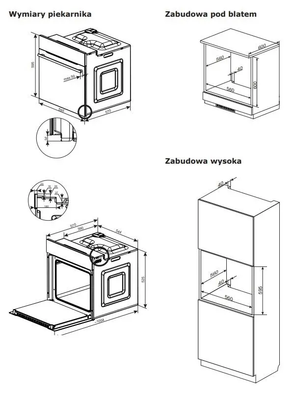 Piekarnik elektryczny Amica ES37519 Fine Termoobieg Czarny