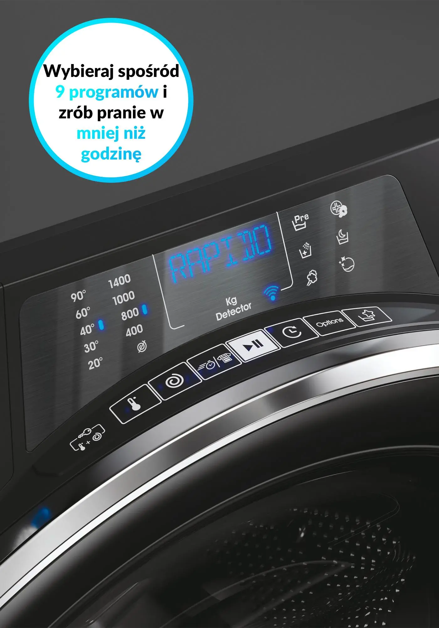 Pralka Candy RapidO Pro RP 496BWMBCB/1-S Slim 9kg 1400obr/min Zdalne sterowanie