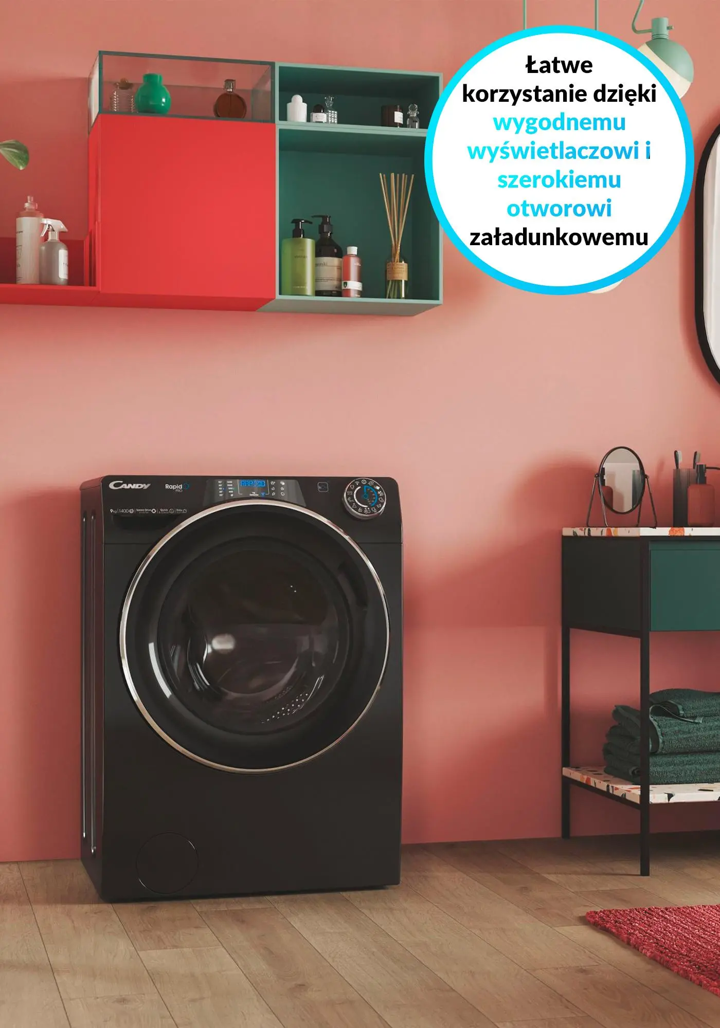 Pralka Candy RapidO Pro RP 496BWMBCB/1-S Slim 9kg 1400obr/min Zdalne sterowanie