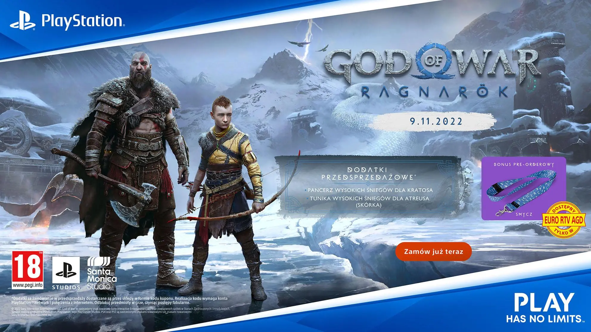 God of War Ragnarok Edycja Premierowa + smycz Gra na PS5