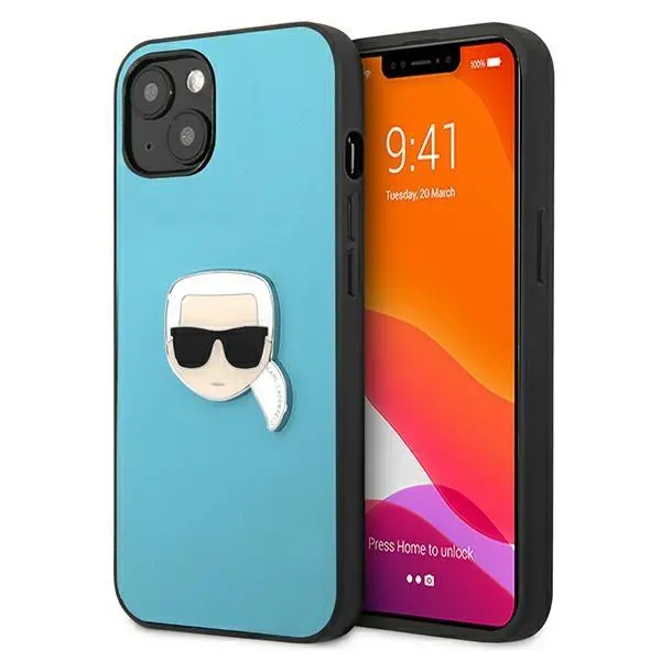 Etui Karl Lagerfeld Leather Ikonik Karl`s Head Metal KLHCP13SPKMB do iPhone 13 mini