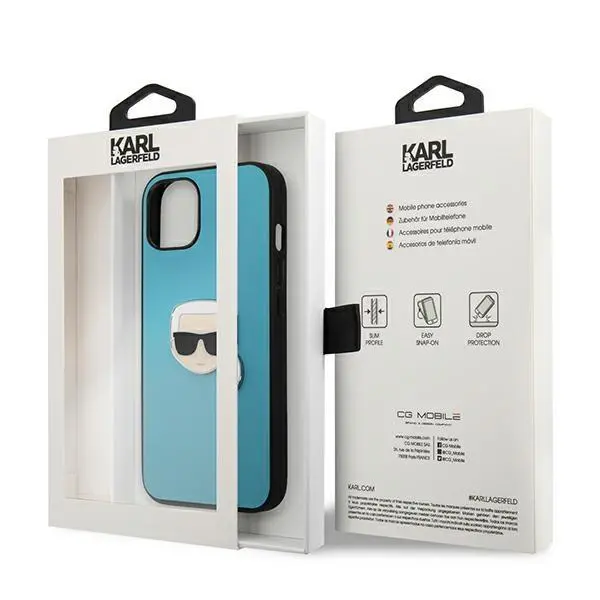 Etui Karl Lagerfeld Leather Ikonik Karl`s Head Metal KLHCP13SPKMB do iPhone 13 mini