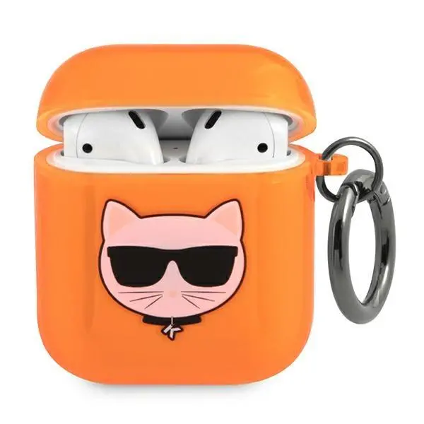 Etui na słuchawki Karl Lagerfeld KLA2UCHFO Choupette Head AirPods Cover Pomarańczowy