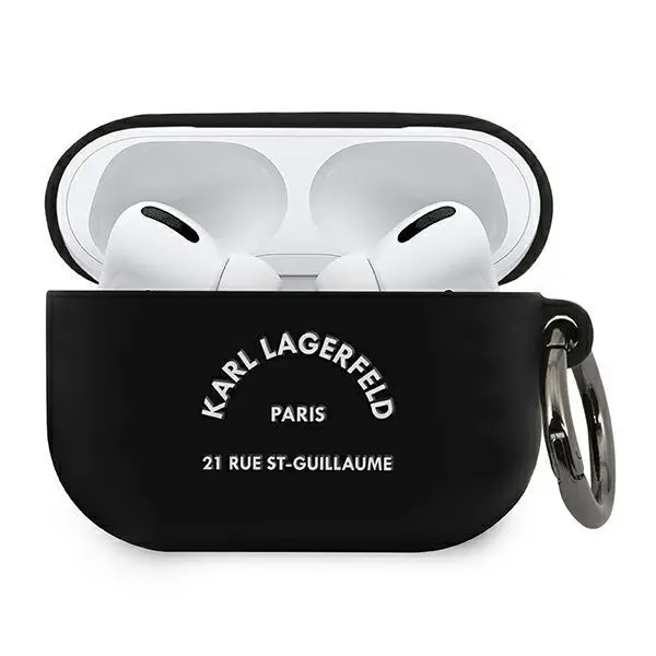 Etui na słuchawki Karl Lagerfeld KLACAPSILRSGBK Silicone RSG AirPods Pro Cover Czarny