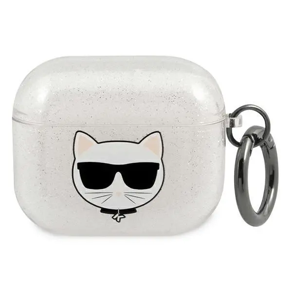 Etui na słuchawki Karl Lagerfeld KLA3UCHGS Glitter Choupette Head AirPods 3 Cover Srebrny