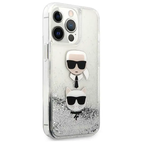 Etui Karl Lagerfeld Liquid Glitter Karl&Choupette Head KLHCP13XKICGLS do iPhone 13 Pro Max
