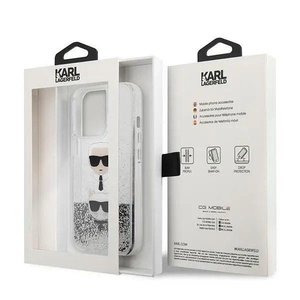 Etui Karl Lagerfeld Liquid Glitter Karl&Choupette Head KLHCP13XKICGLS do iPhone 13 Pro Max