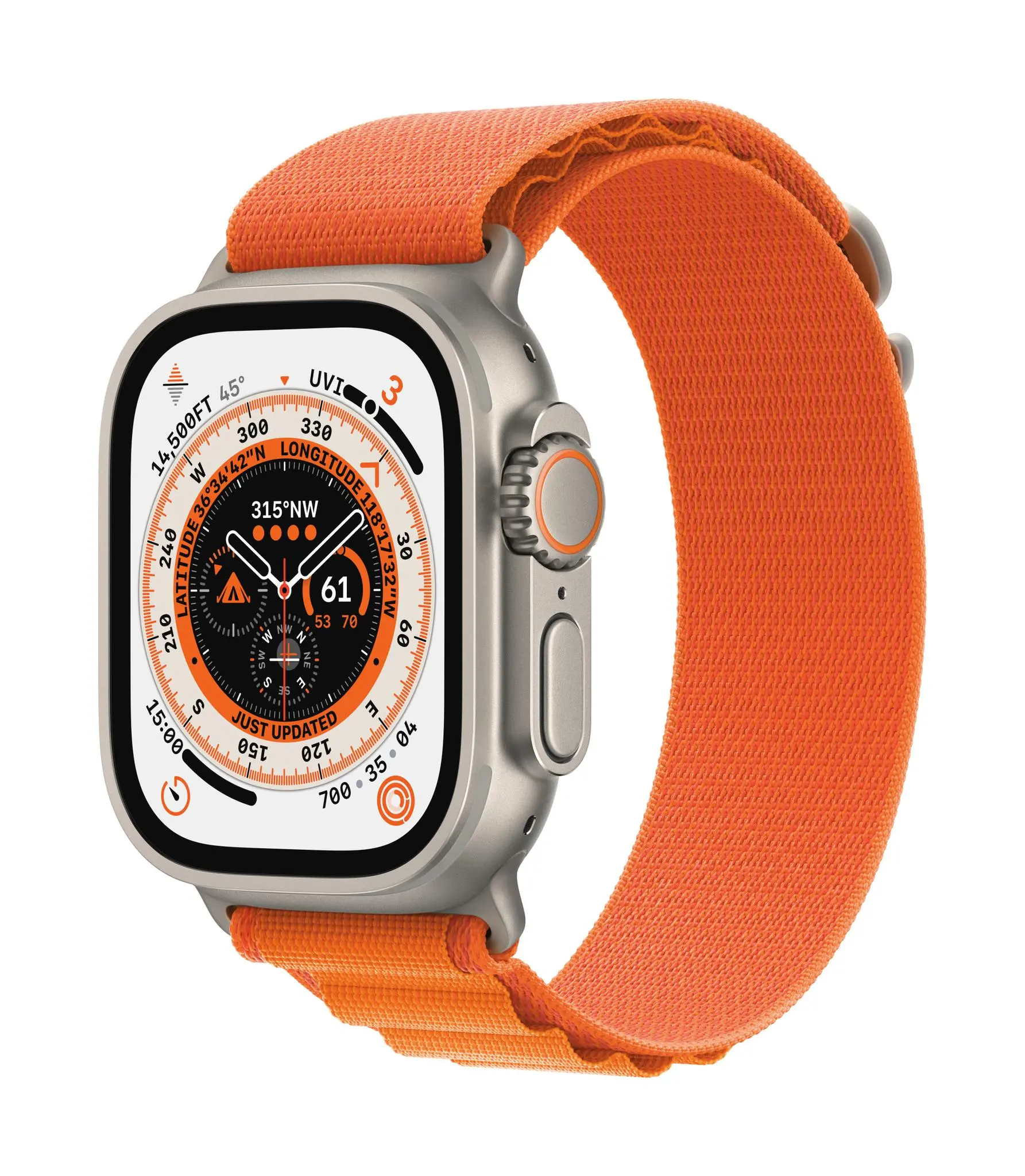 Apple Watch Ultra GPS - Cellular 49mm koperta tytanowa - opaska Alpine rozmiar S pomarańczowy