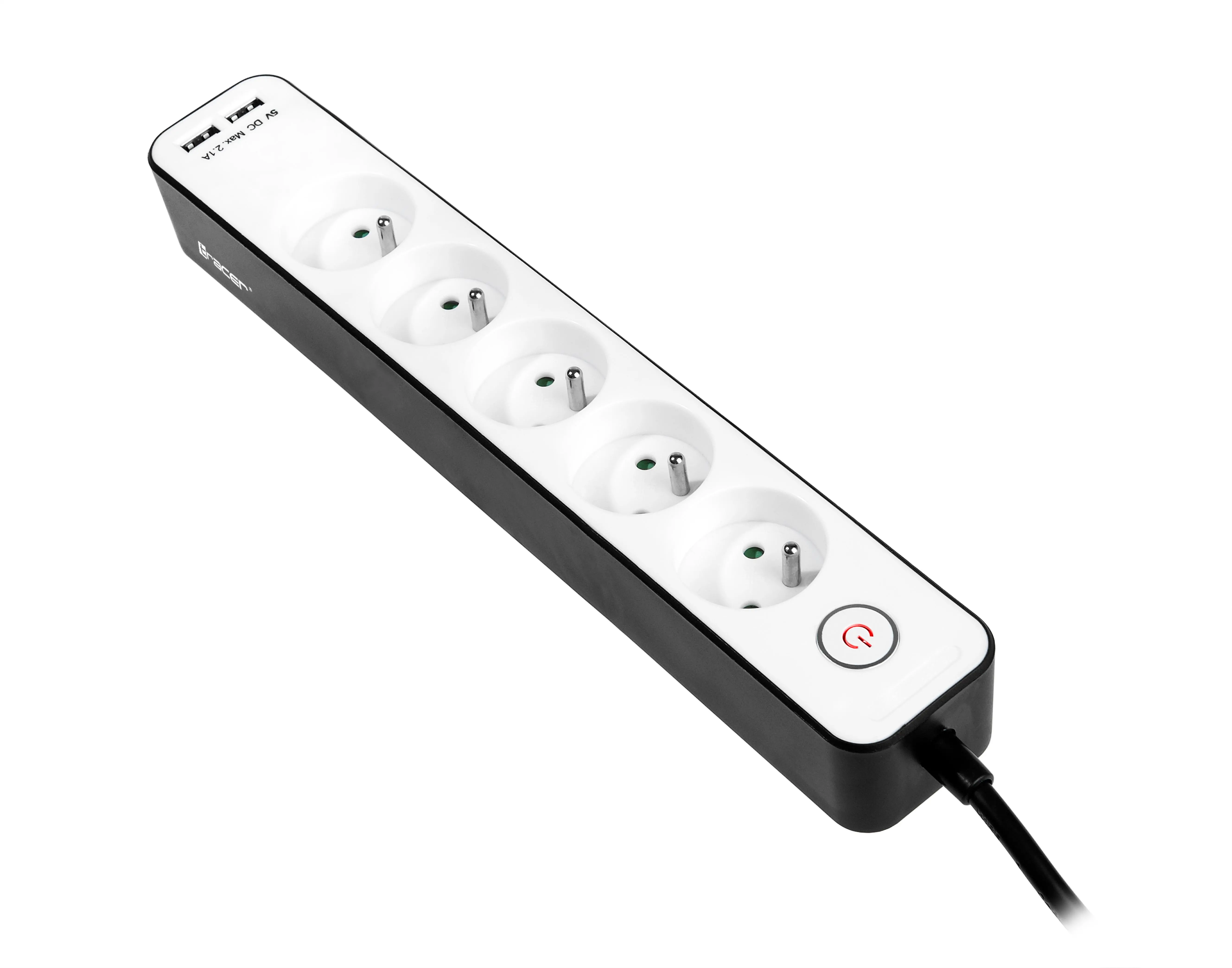 Listwa Tracer Zebra Mobile Ready 5 gniazd 1,5m Biało-czarny
