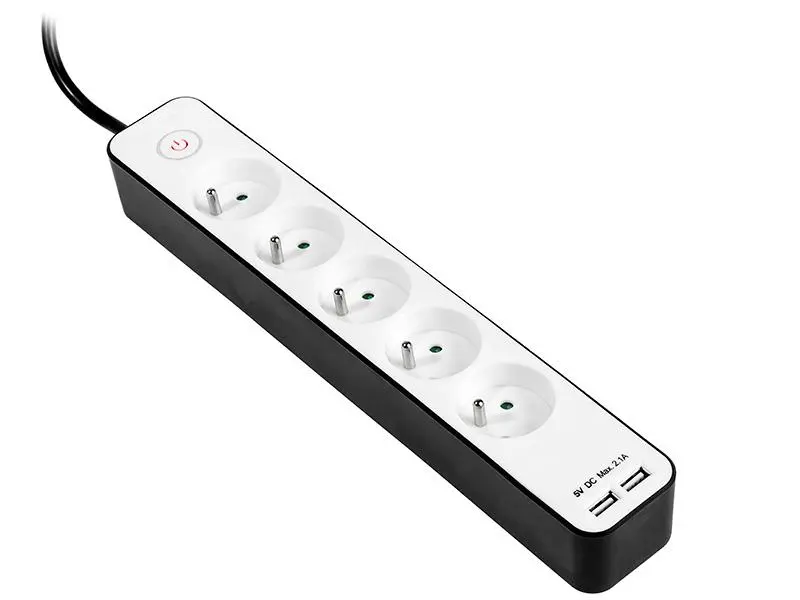 Listwa Tracer Zebra Mobile Ready 5 gniazd 1,5m Biało-czarny