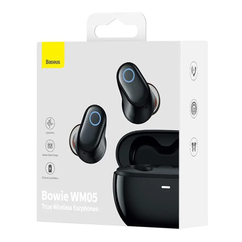 Słuchawki bezprzewodowe Baseus Bowie WM05 Dokanałowe Bluetooth 5.2 Czarny