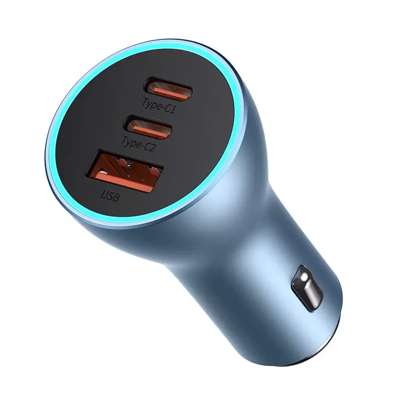Ładowarka samochodowa Baseus Golden Contactor Pro 2x USB-C 1x USB 65W Niebieski