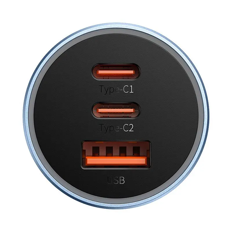 Ładowarka samochodowa Baseus Golden Contactor Pro 2x USB-C 1x USB 65W Niebieski