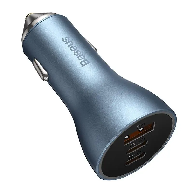Ładowarka samochodowa Baseus Golden Contactor Pro 2x USB-C 1x USB 65W Niebieski