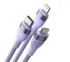 Kabel Baseus Flash Series 2 3w1 USB-C + micro USB + Lightning 100W 1,5m Fioletowy