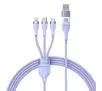 Kabel Baseus Flash Series 2 3w1 USB-C + micro USB + Lightning 100W 1,5m Fioletowy