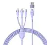 Kabel Baseus Flash Series 2 3w1 USB-C + micro USB + Lightning 100W 1,2m Fioletowy
