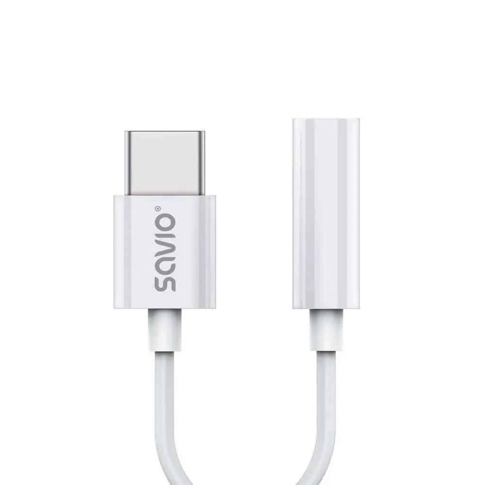 Adapter Savio AK-51  USB-C- jack 3,5mm Biały