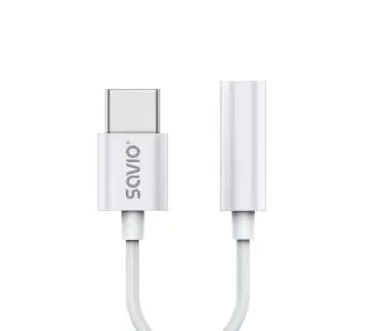 Adapter Savio AK-51 USB-C- jack 3,5mm Biały