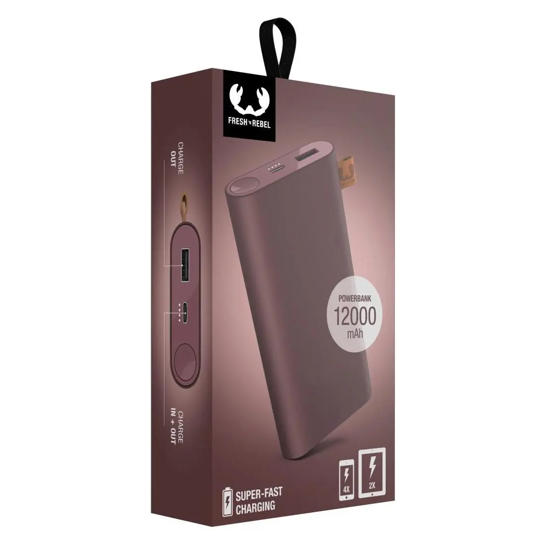Powerbank Fresh 'n Rebel 12000mAh USB-C Deap mauve
