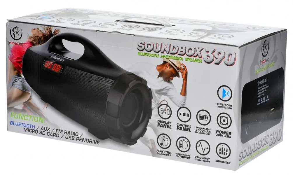Głośnik Bluetooth Rebeltec SoundBOX 390 20W Radio FM Czarny