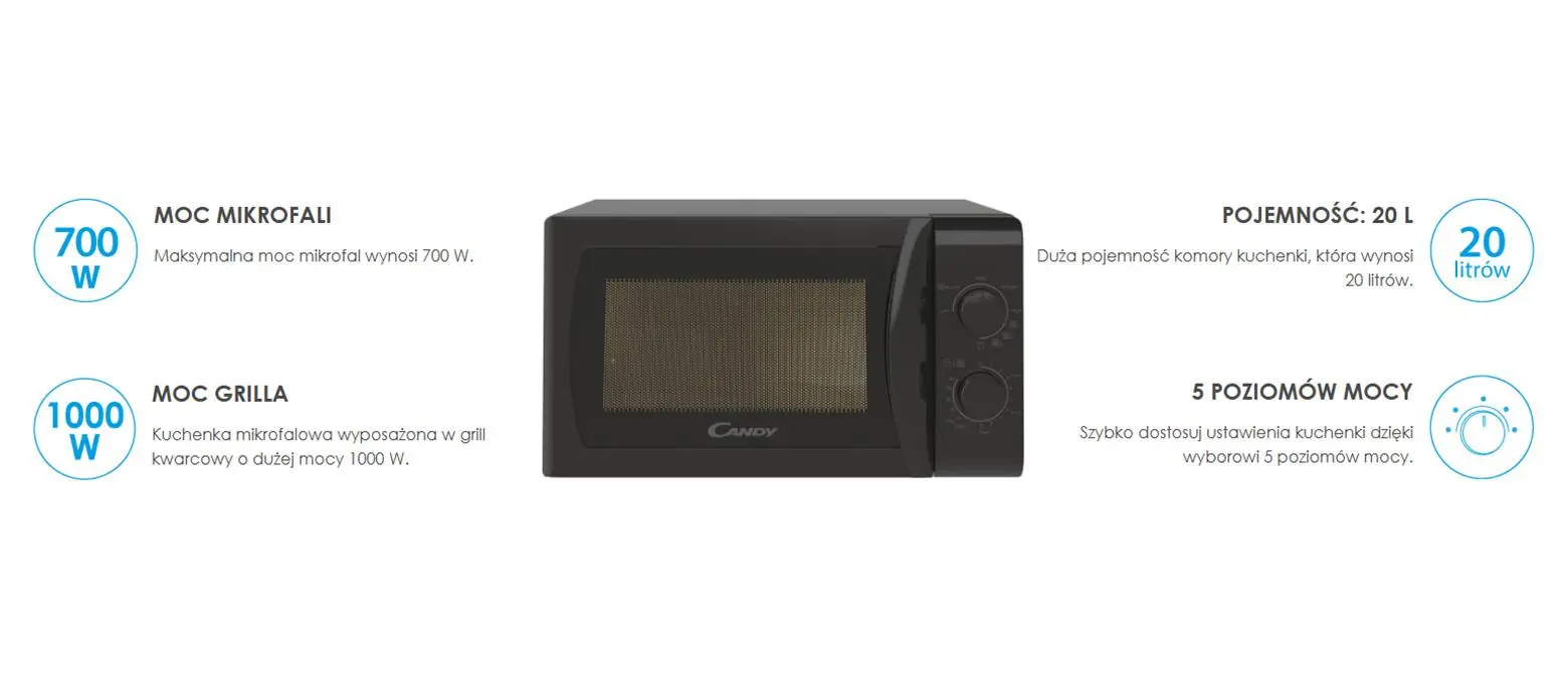 Kuchenka mikrofalowa Candy Idea CMG20SMB Grill