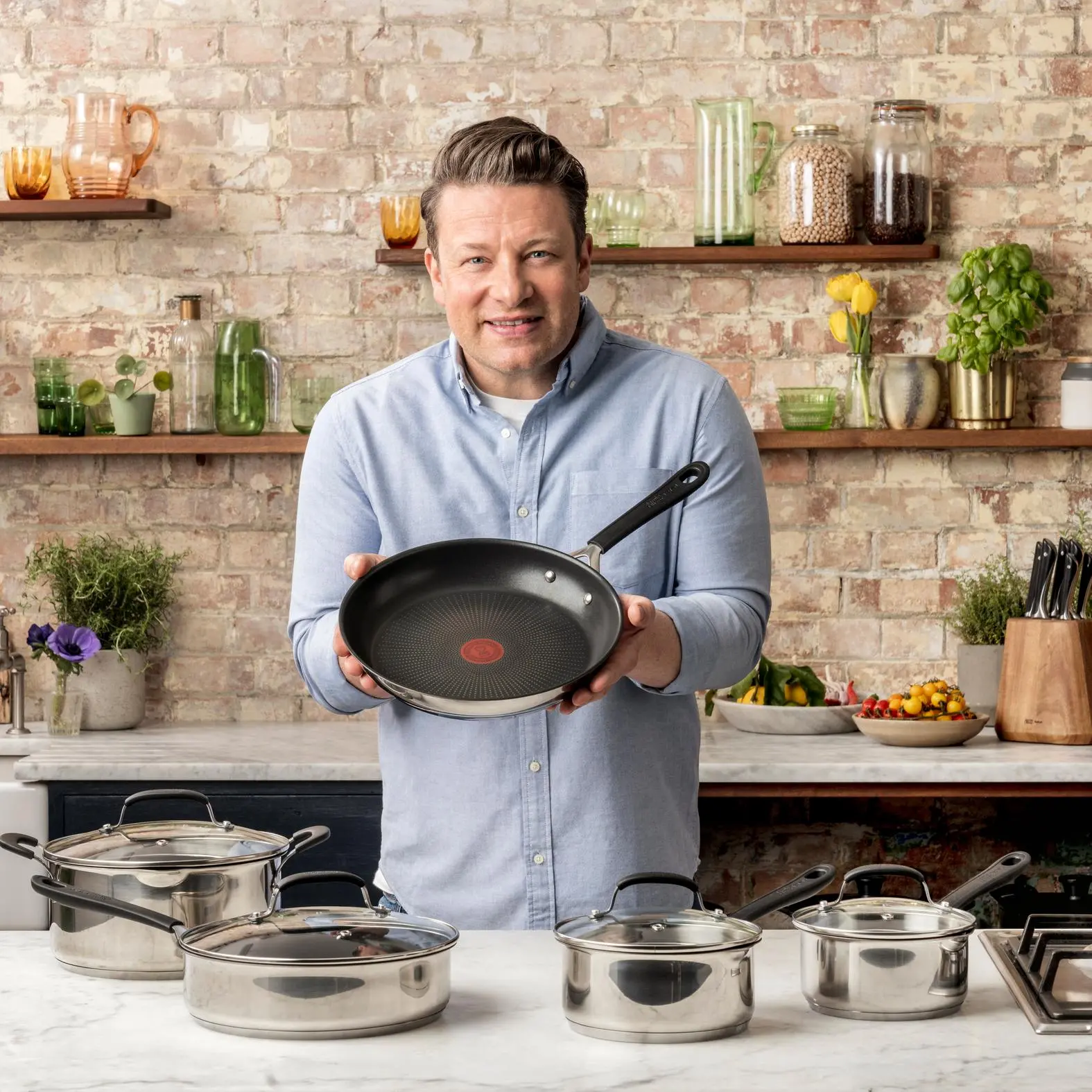 Patelnia Tefal Jamie Oliver Home Cook E3030455 Indukcja Titanium 24cm