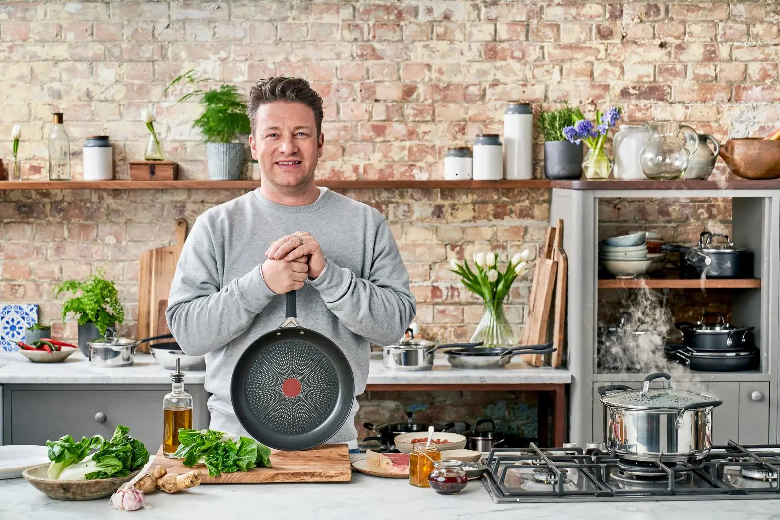 Patelnia Tefal Jamie Oliver Home Cook E3030455 Indukcja Titanium 24cm